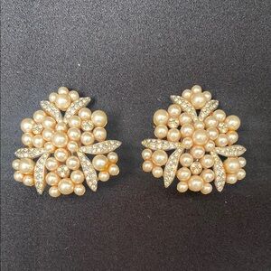Elegant Pearl and Crystal Cluster Earrings